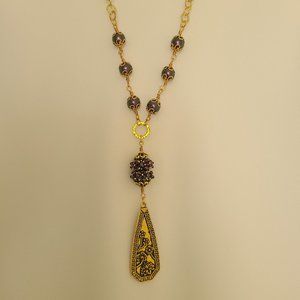 Purple Flower Dangle Necklace